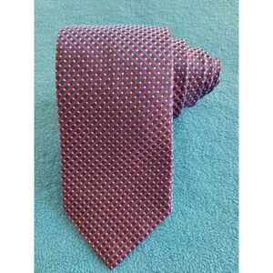 Eton Tie Mens Metallic Red Blue Geometric Pattern Silk Classic Fit Luxury Italy